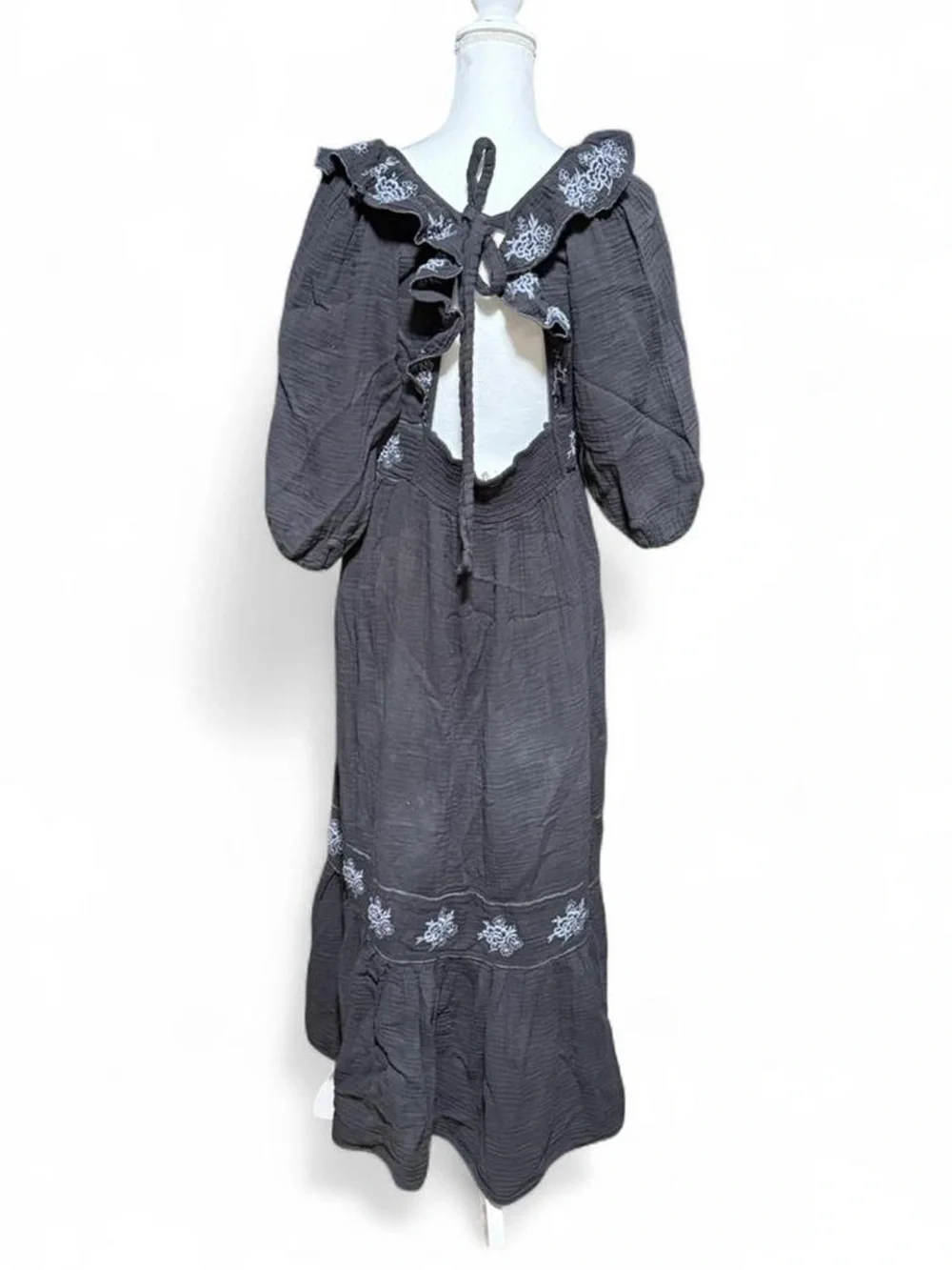 Free People Lovers Lane Maxi Dress Prairie Boho Ruffle Cotton Flowy XL - Picture 4 of 7